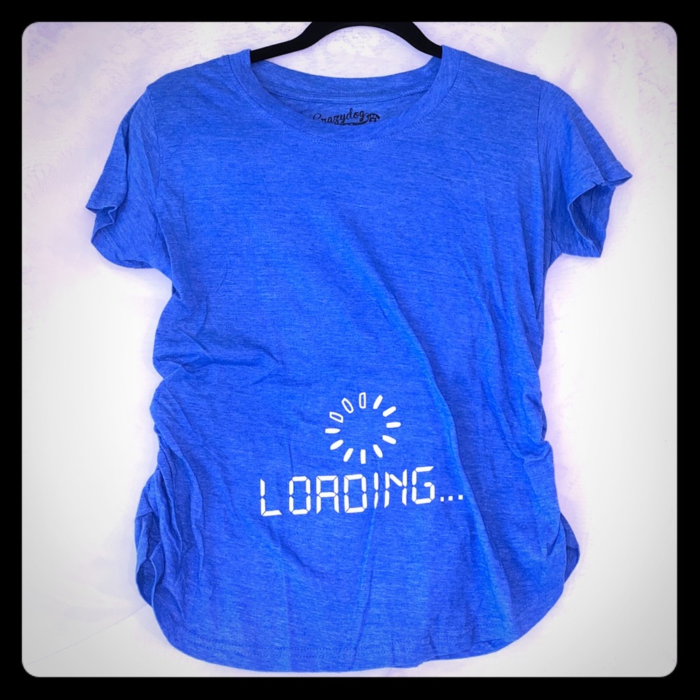Funny “LOADING...” Maternity Tee Ruched Jersey Top Humorous Top Pregnancy
